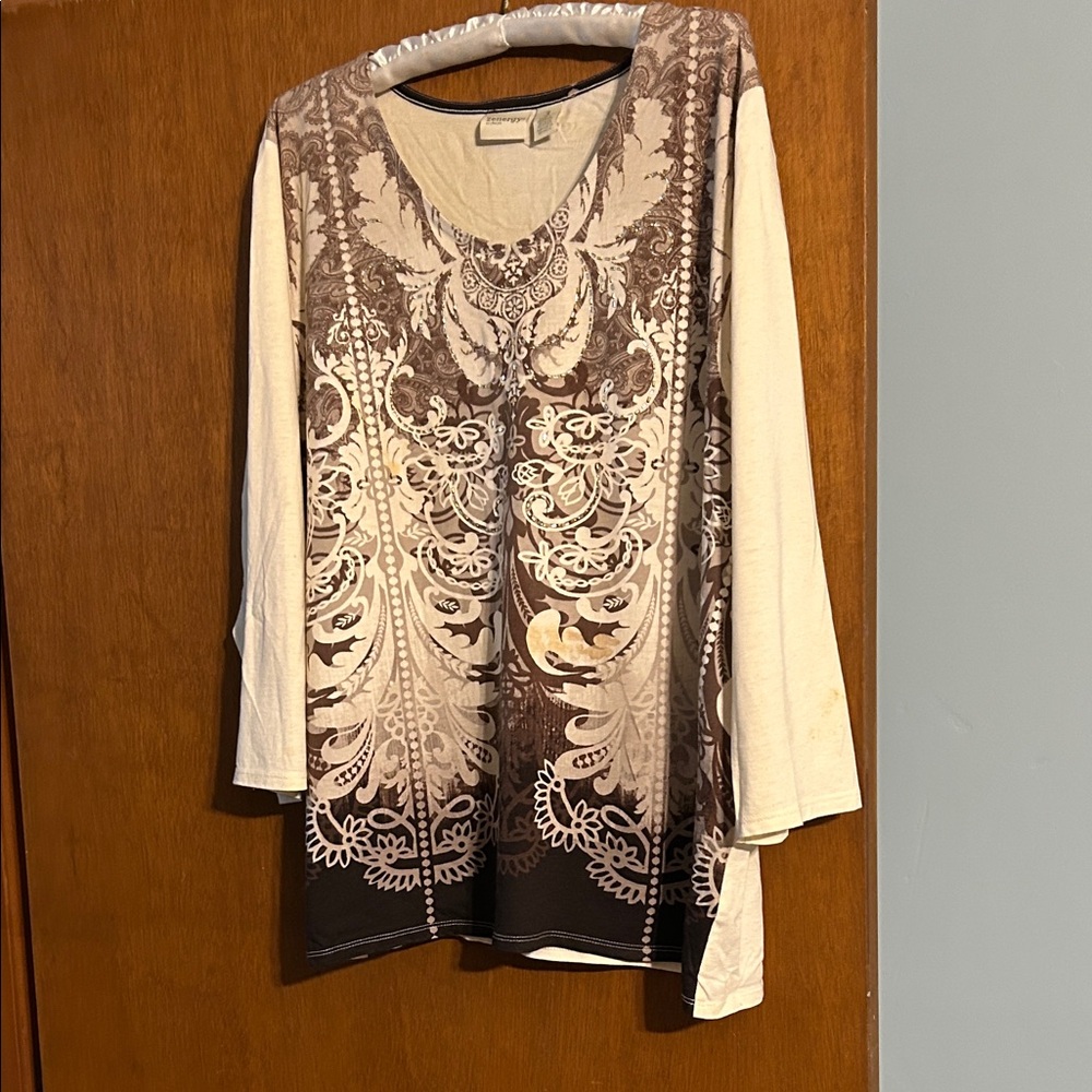 Chicos Elegant Brown and Cream Women's Top